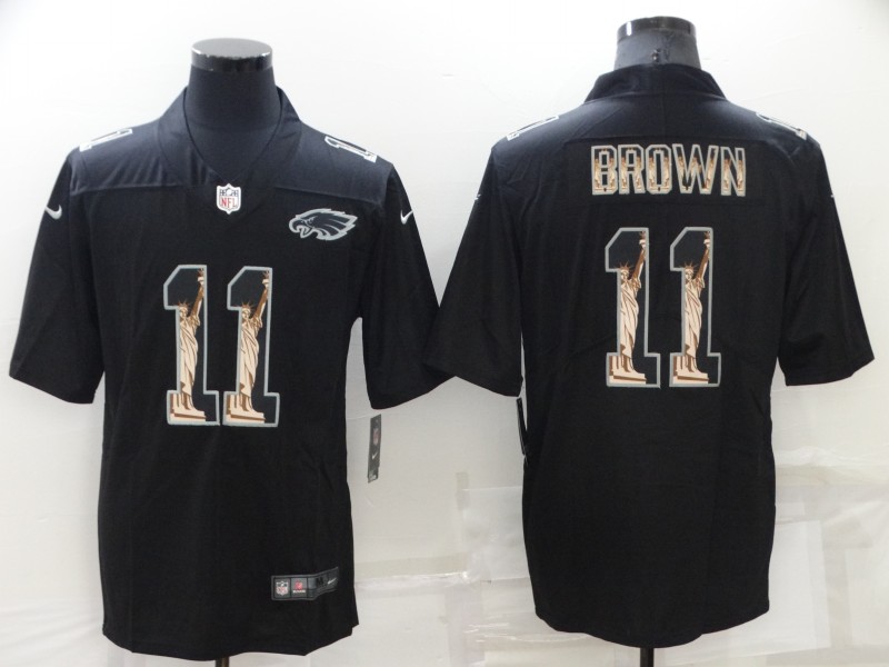 Men's Philadelphia Eagles #11 A. J. Brown Black Statue of Liberty Limited Stitched Jersey Men's Philadelphia Eagles #11 A. J. Brown Black Statue of Liberty Limited Stitched Jersey